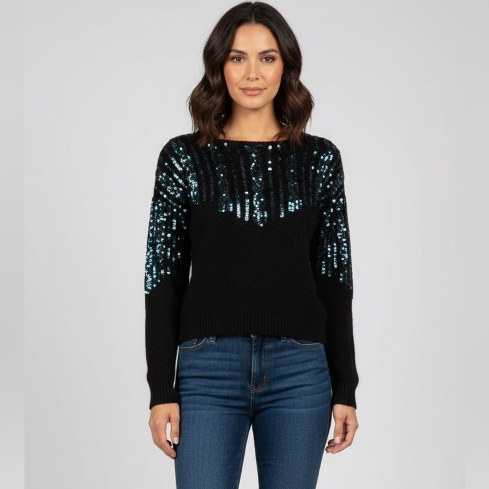 Spice Of life 80s/90s Black Silk /Angora Blend Sequin Women's Sweater